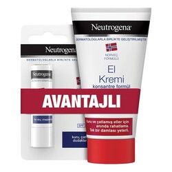 Neutrogena El Kremi 75 ml + Dudak Nemlendiricisi Parfümsüz Set